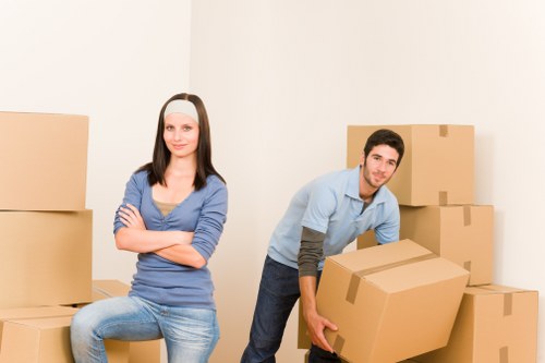 Furniture and office items prepared for a compact move